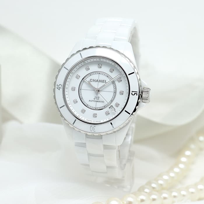 シャネル J12 ホワイト セラミック 12Pダイヤ H5705 38mm CHANEL 新品レディース 腕時計 送料無料