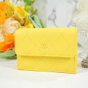 シャネル スモールフラップ ウォレット イエロー CHANEL 未使用品財布 ブランド財布 ミニウォレット 三つ折り財布 黄色 キルティング 送料無料