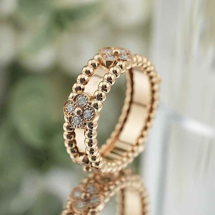 ヴァンクリーフアーペル ペルレ スウィートクローバー リング ローズゴールド ダイヤモンド VCARP6ML48 Van Cleef & Arpels 中古リング ブランドジュエリー 送料無料のサムネイル