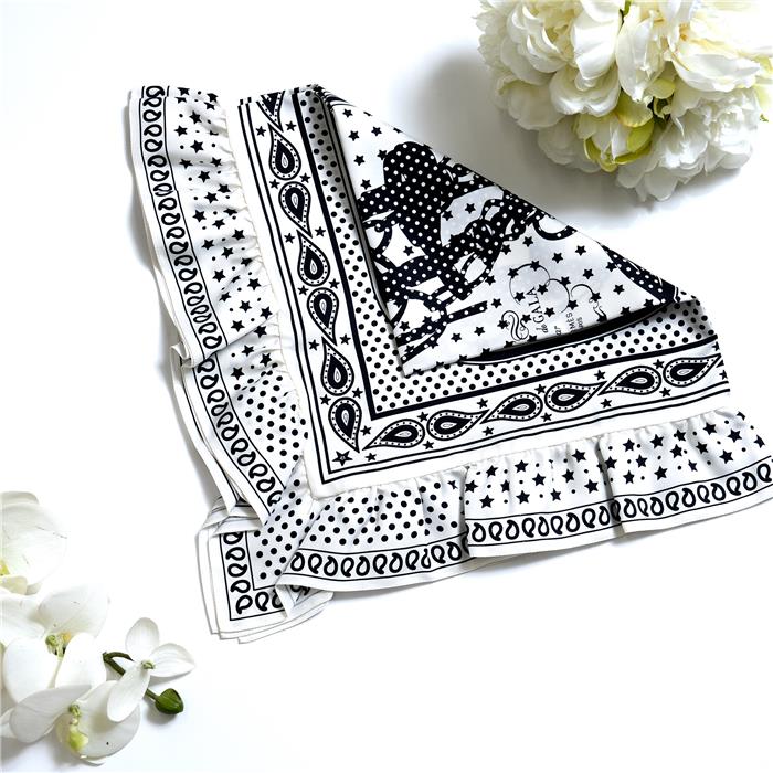 エルメス カレ 70 ブリッド・ガラ・バンダナ・ドット ホワイト/ブラック H942669S 01 HERMES 未使用品スカーフ ブランド小物 送料無料のサムネイル