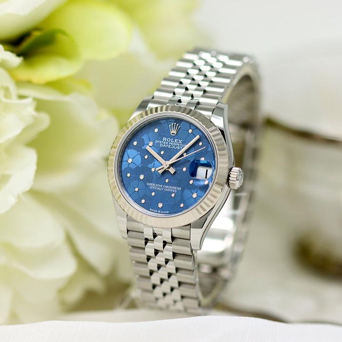 ロレックス デイトジャスト31 278274 アズーロブルー フローラルモチーフ 保証書2022年 付属品完品 ランダムシリアル ROLEX 中古レディース 腕時計 送料無料のサムネイル