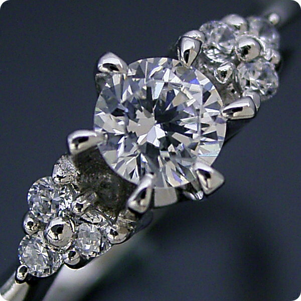 婚約指輪 0.5カラット エンゲージリング 一粒 ダイヤモンド プロポーズ用 ブライダルジュエリー プラチナ 6本爪ゴージャスデザインの婚約指輪 Dカラー・VVS1・Excellentカット 宝石鑑定書付き