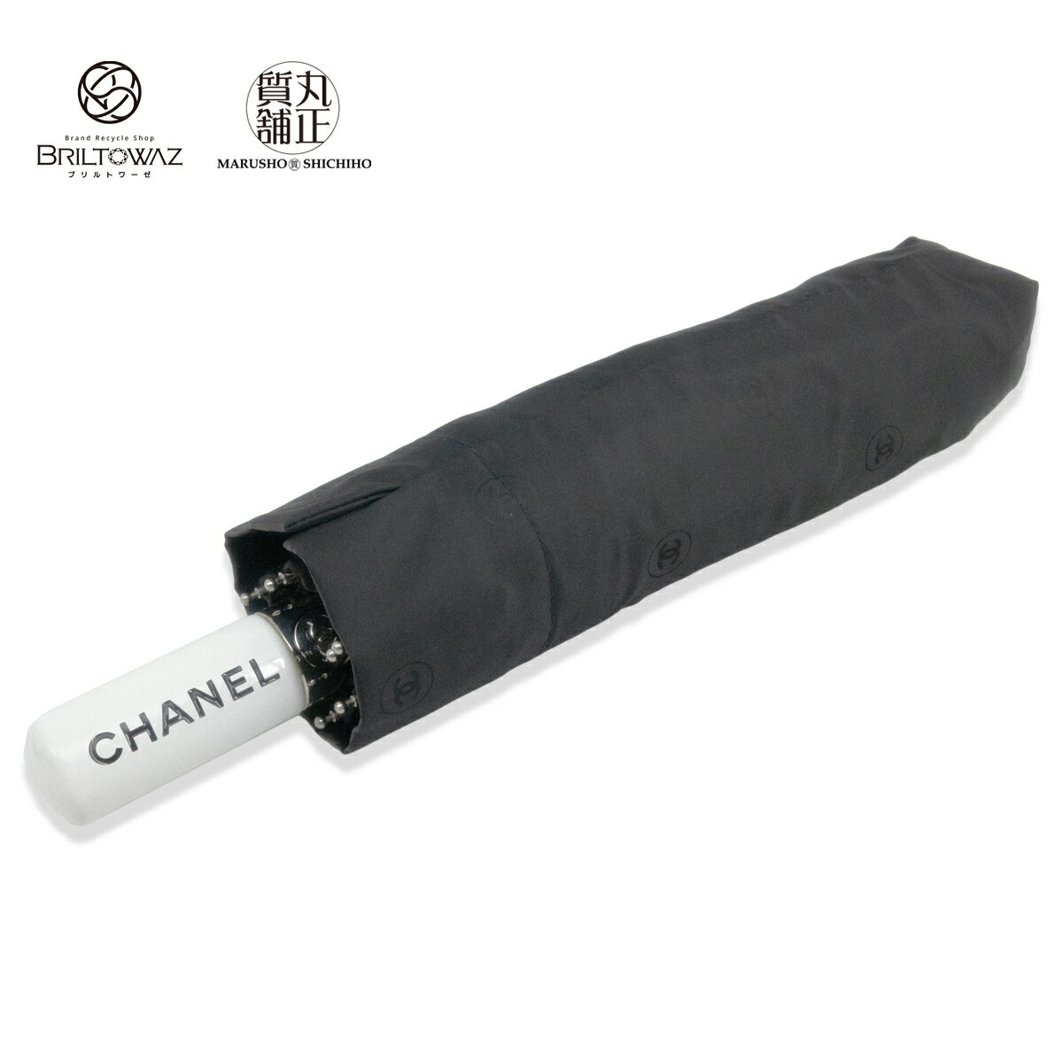 【中古】シャネル ココマーク 折り畳み傘 黒 シルバー金具 CHANEL レディース メンズ USED ビジネス 旅行 アウトドア ブラック