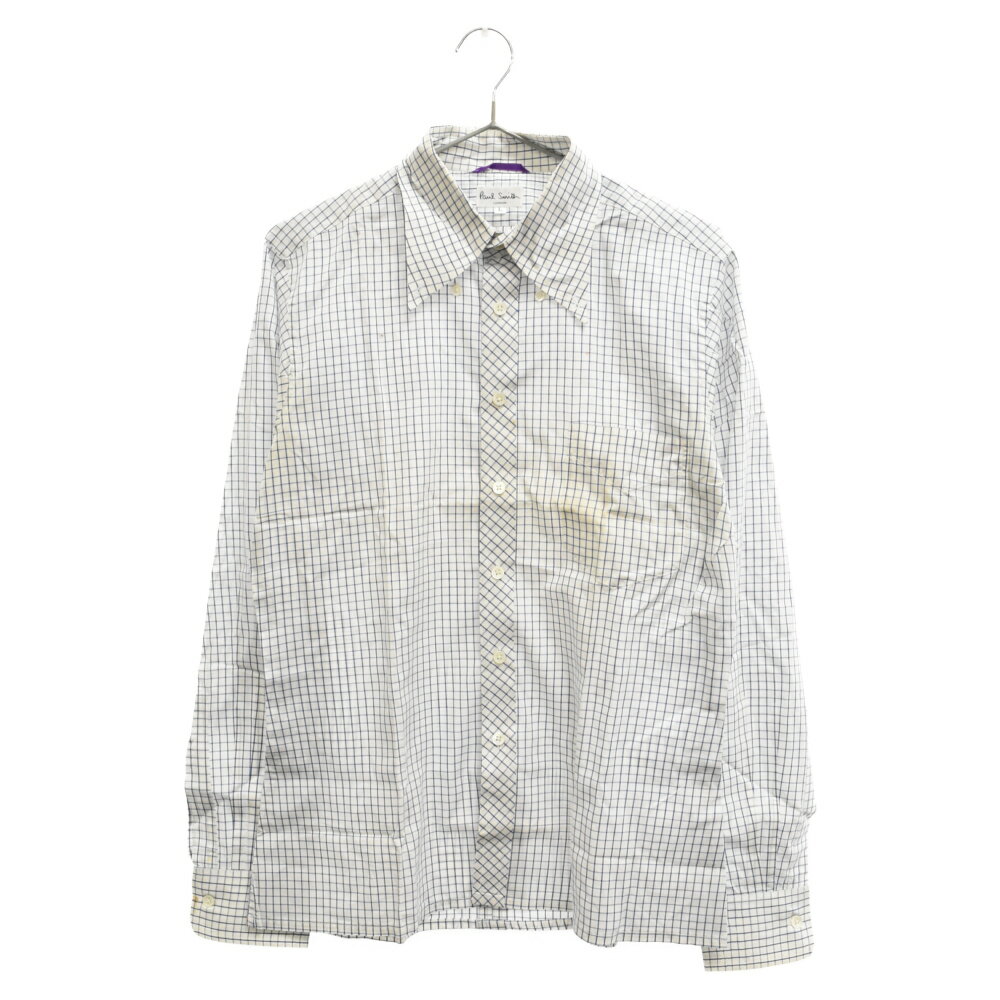 Paul Smith LONDON(ポールスミス ロンドン) サイズ:L コットン チェック 長袖シャツ ホワイト/ブルー【中古】【程度B】【カラーホワイト】【オンライン限定商品】