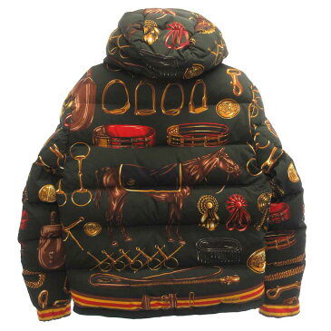 RALPH LAUREN(ラルフローレン)PURPLE LABEL EQUESTRIAN パープルレーベル 総柄ナイロンダウンジャケット グリーン調【中古】【程度AB】【カラーグリーン】【オンライン限定商品】