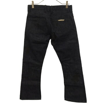 CHROME HEARTS(クロムハーツ)DNM PANTS CRS BTN INDIGO レザークロスパッチ付きリジットデニムパンツ ジーンズ【中古】【程度A】【カラーブルー】【取扱店舗心斎橋】★SALE★