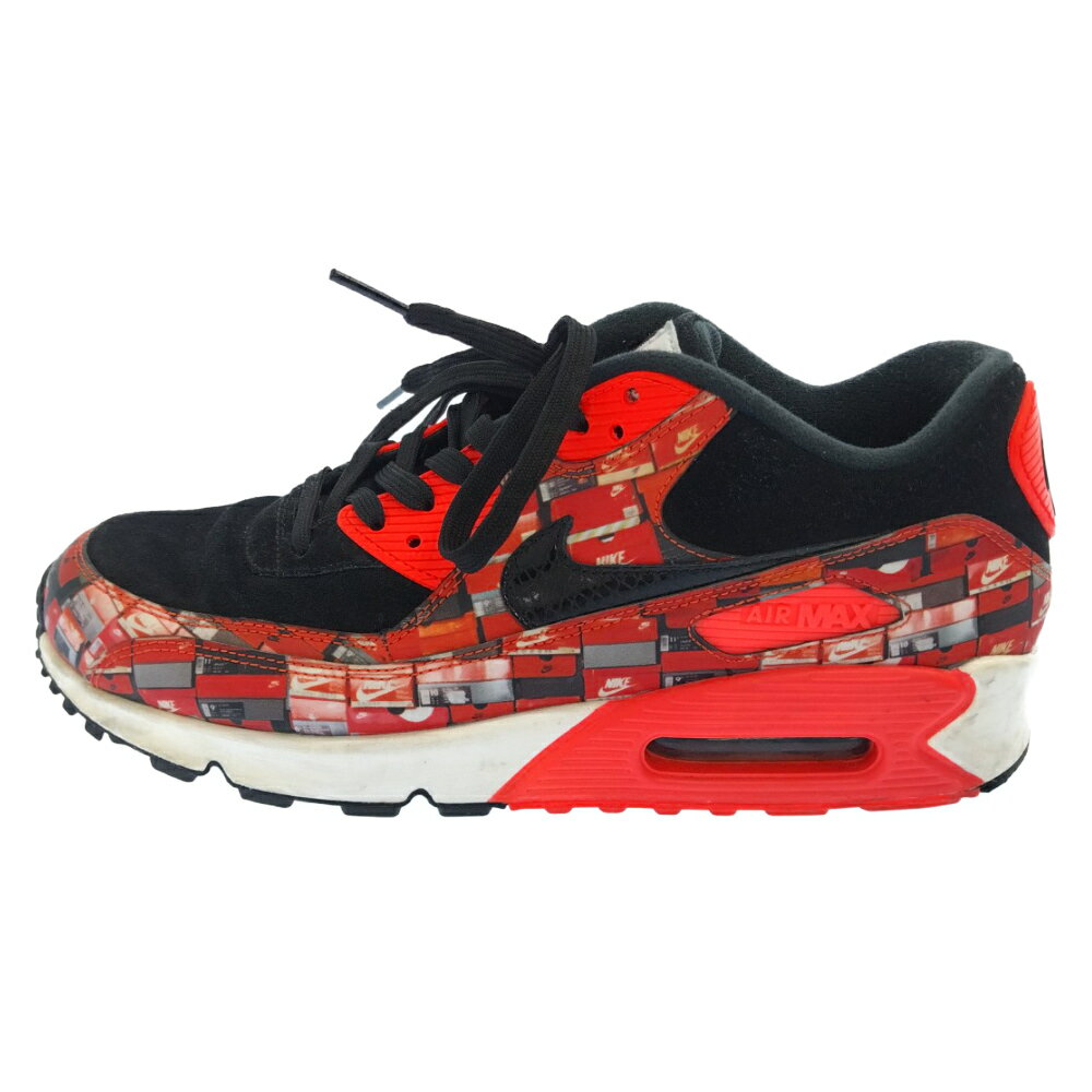 NIKE(ナイキ) サイズ:27.5cm ×atmos AIR MAX90 PRNT We Love Nike AQ0926-001 アトモス エアマックス90 ボックスプリントローカットスニーカー ブラック/レッド【中古】【程度AB】【カラーレッド】【オンライン限定商品】