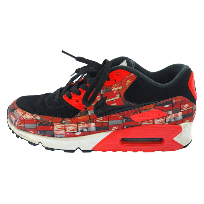 NIKE(ナイキ) サイズ:27.5cm ×atmos AIR MAX90 PRNT We Love Nike AQ0926-001 アトモス エアマックス90 ボックスプリントローカットスニーカー ブラック/レッド【中古】【程度AB】【カラーレッド】【オンライン限定商品】