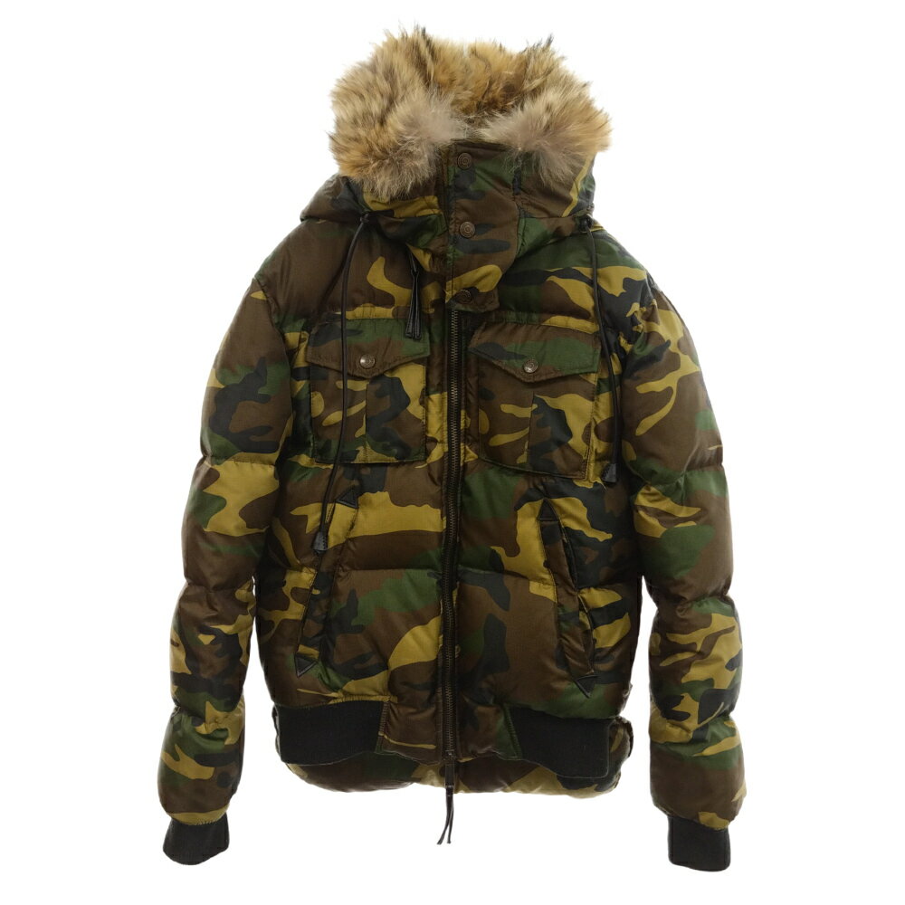 DSQUARED2(ディースクエアード)S71AM0552 S43319 カモ迷彩ダウンジャケットブルゾン【中古】【程度AB】【カラーグリーン】【オンライン限定商品】★SALE対象★