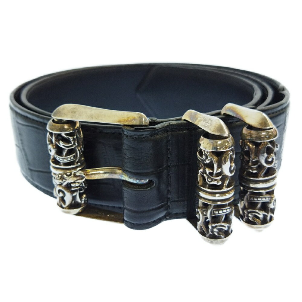 CHROME HEARTS(クロムハーツ)CELTIC ROLLER ALLIGATOR ケルティックローラー レザーベルト 1.5inch ブラック/シルバー【中古】【程度AB】【カラーブラック】【取扱店舗名古屋】