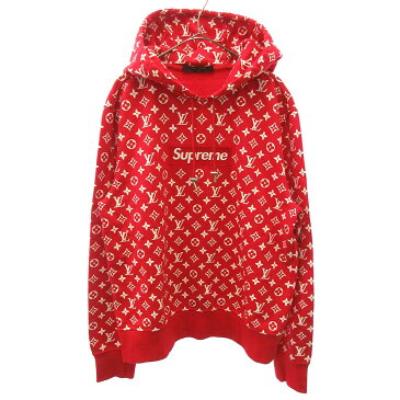 SUPREME(シュプリーム)LOUIS VUITTON ルイヴィトン 17AW LV Box Logo Hooded Sweatshirt ボックスロゴプルオーバーパーカー【中古】【程度A】【カラーレッド】【取扱店舗OneStyleプロペラ通り店】