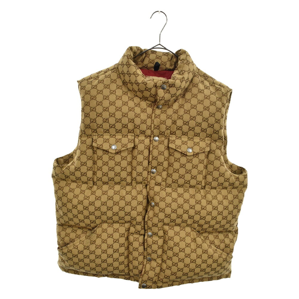 GUCCI(グッチ)21AW×THE NORTH FACE GG Down Best 670768 Z8APY ノースフェイス GGダウンベスト ダウンブルゾン ベージュ【中古】【程度A】【カラーベージュ】【オンライン限定商品】