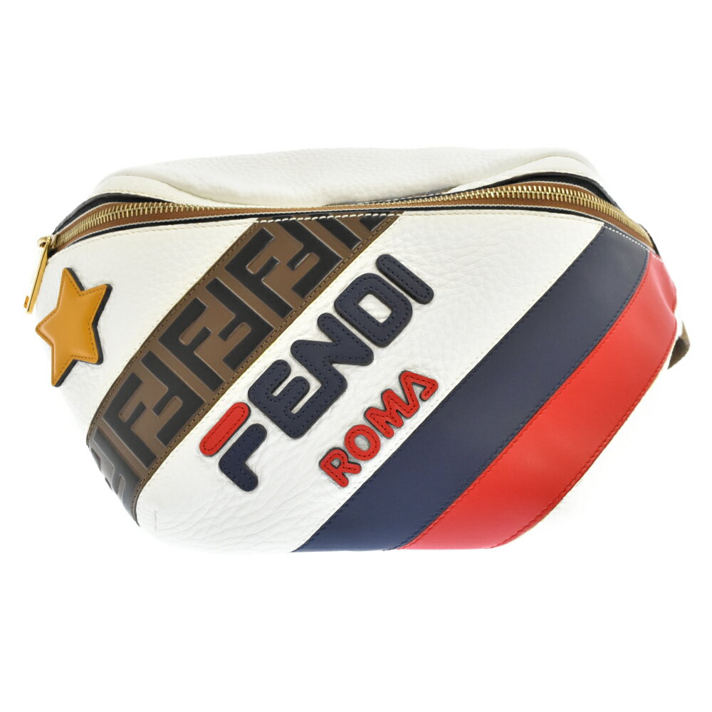 FENDI(フェンディ)×FILA Waist bag ロゴ装飾 バムバッグ ウエストバッグ ホワイト【中古】【程度SA】【カラーホワイト】【取扱店舗心斎橋】