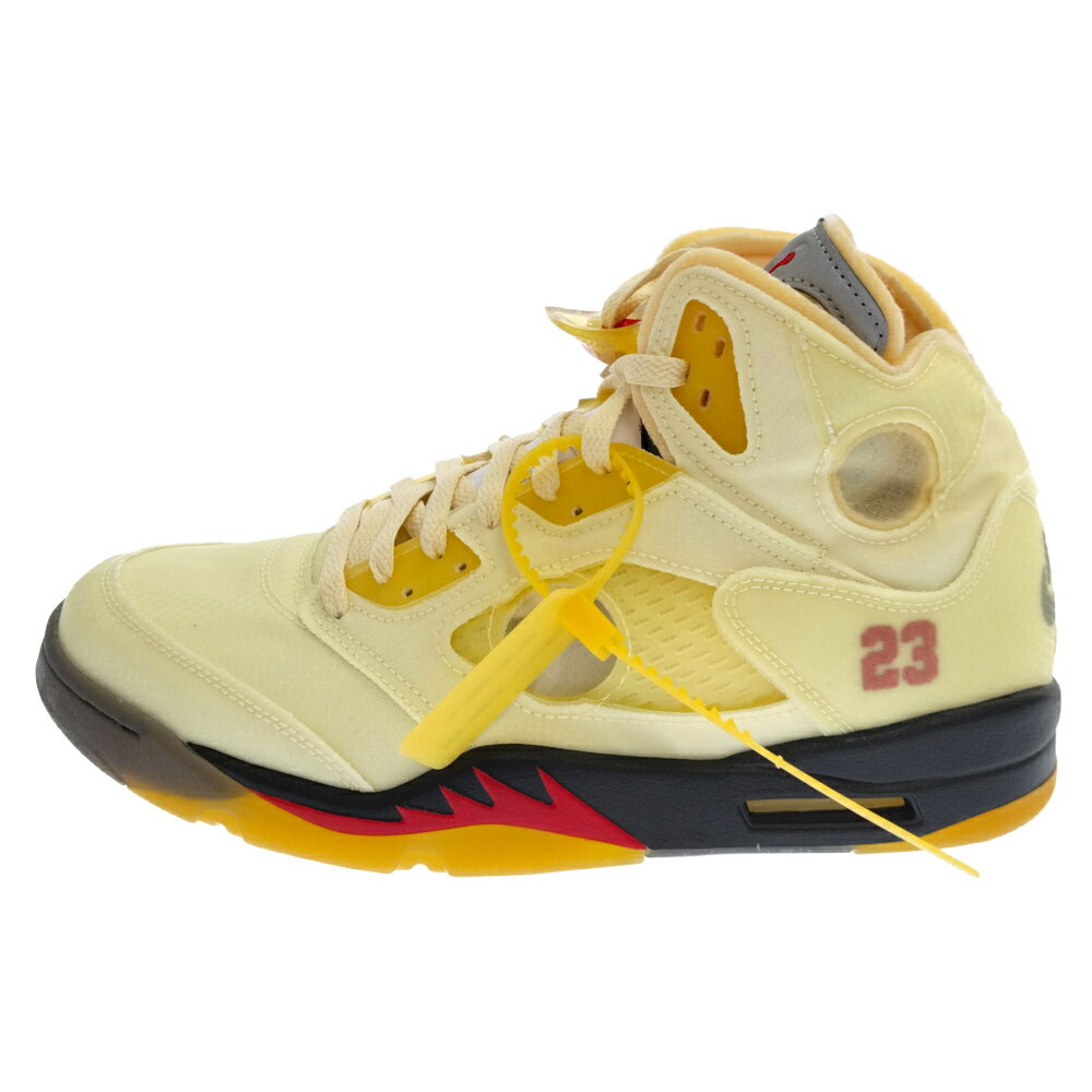 NIKE(ナイキ) サイズ:29.0cm ×OFF-WHITE AIR JORDAN 5 RETRO SP SAIL エアジョーダン5 レトロ セイル ハイカットスニーカー シューズ DH8565-100 オフホワイト セイル/イエロー US12【新古品/中古】【程度N】【カラーイエロー】【取扱店舗心斎橋】