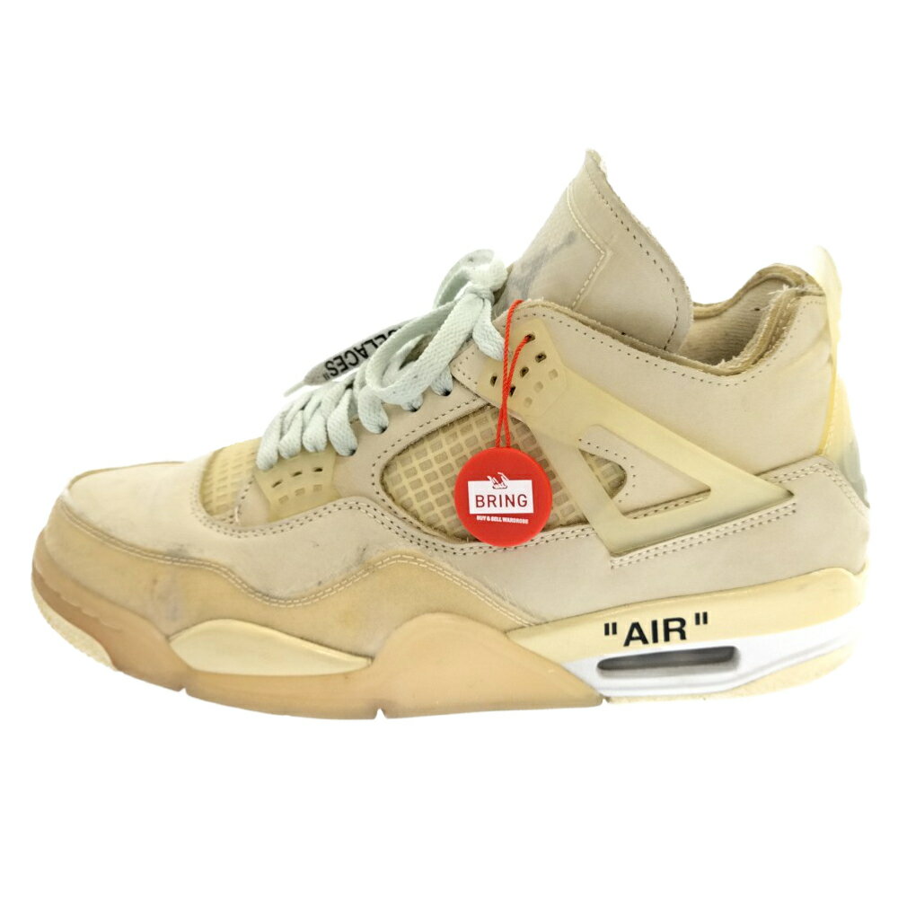 NIKE(ナイキ) サイズ:27.0cm ×OFF-WHITE WMNS Air Jordan 4 SP オフホワイト エアジョーダン4 セイル ハイカットスニーカー ベージュ CV9388100【中古】【程度B】【カラーホワイト】【取扱店舗BRING KICKS】