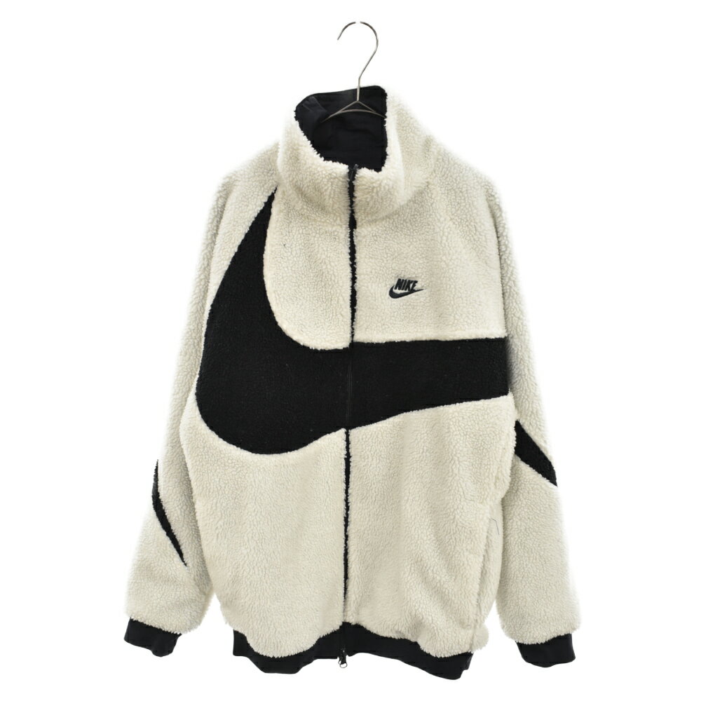 NIKE(ナイキ) サイズ:S Big Swoosh Boa Jacket Black Volt White ナイキ ビッグ スウォッシュ ボア ジャケット ホワイト BQ6546-114【中古】【程度B】【カラーホワイト】【オンライン限定商品】