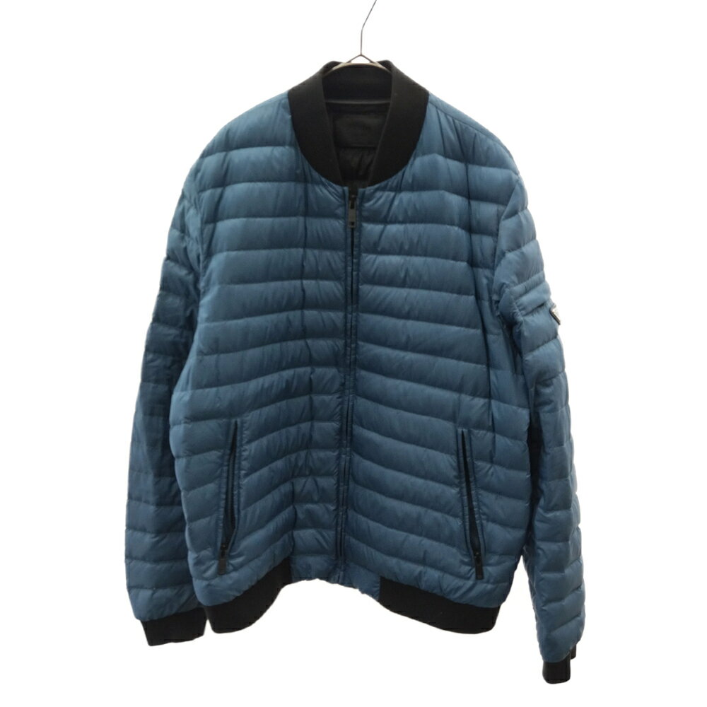 PRADA(プラダ)Triangle Logo Pkate Nylon Down Jacket ロゴプレート付 ダウンブルゾン ジップアップナイロンジャケット ブルー【中古】【程度A】【カラーブルー】【オンライン限定商品】★SALE対象★