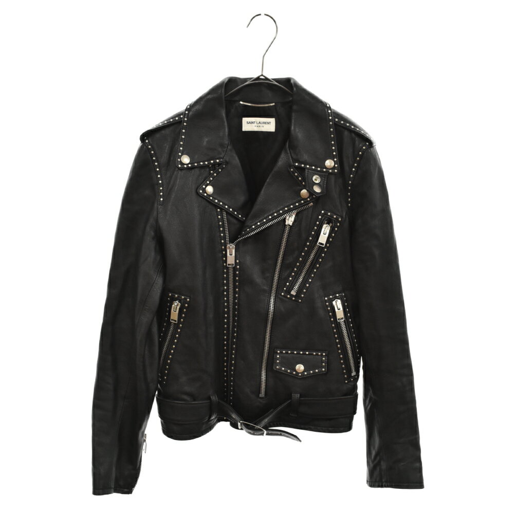 SAINT LAURENT PARIS(サンローランパリ)14AW L17 ラムレザー スタッズ ダブルライダースジャケット ブラック 361697 Y5GC1【中古】【程度A】【カラーブラック】【取扱店舗新宿】