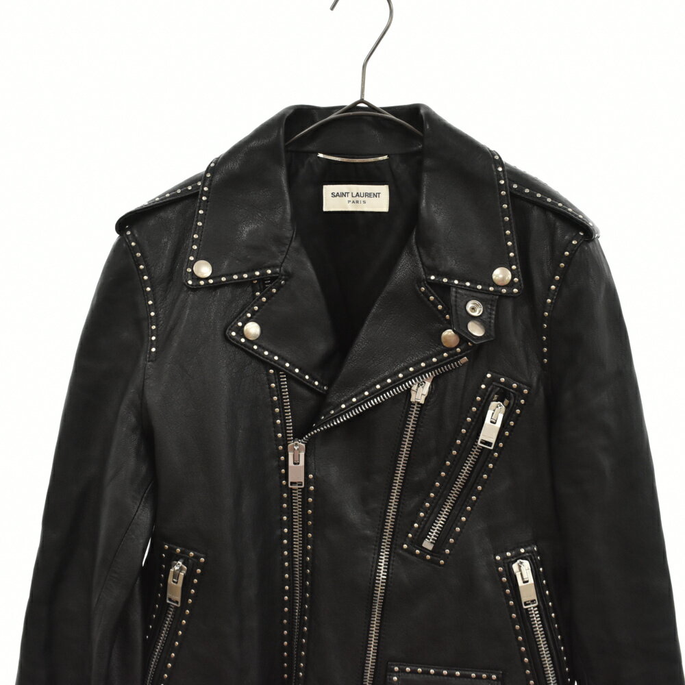 SAINT LAURENT PARIS(サンローランパリ)14AW L17 ラムレザー スタッズ ダブルライダースジャケット ブラック 361697 Y5GC1【中古】【程度A】【カラーブラック】【取扱店舗新宿】