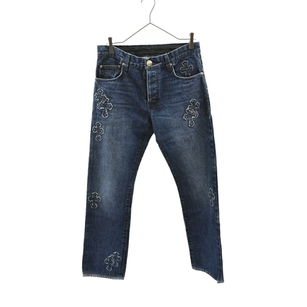 CHROME HEARTS(クロムハーツ)J STRTKG DNM VJ DNM PTCH クロスパッチデニムパンツ 32 国内ギャランティ付き【新古品/中古】【程度S】【カラーブルー】【取扱店舗OneStyle原宿店】