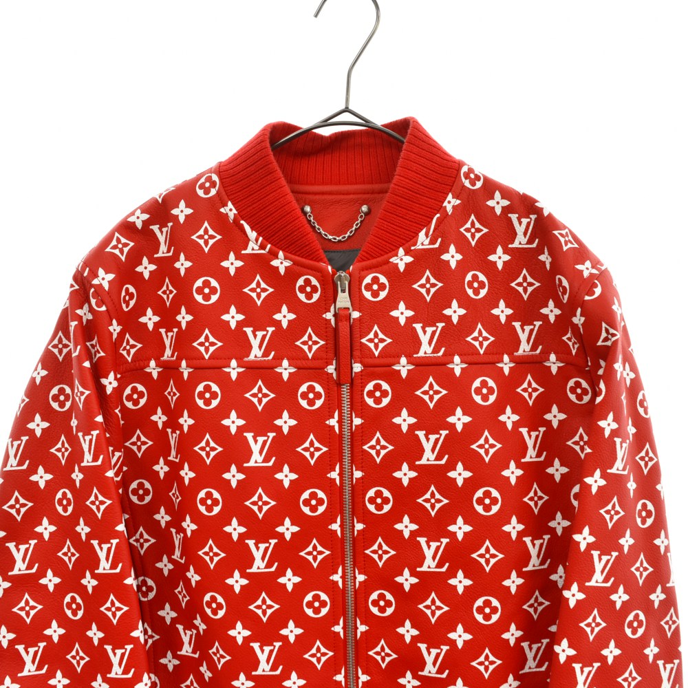 SUPREME(シュプリーム)17AW LV Leather Baseball Jacket HDL90ED0S ルイヴィトン モノグラム レザー ボンバーレザージャケット レッド【中古】【程度SA】【カラーレッド】【取扱店舗AWESOME原宿店】