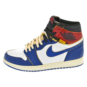 NIKE(ナイキ) サイズ:28.0cm ×UNION AIR JORDAN 1 RETRO HI NRG UNION ×ユニオン エアジョーダン1レトロハイエナジースニーカー ブルー US10 BV1300-146【中古】【程度A】【カラーブルー】【取扱店舗原宿】★SALE対象★