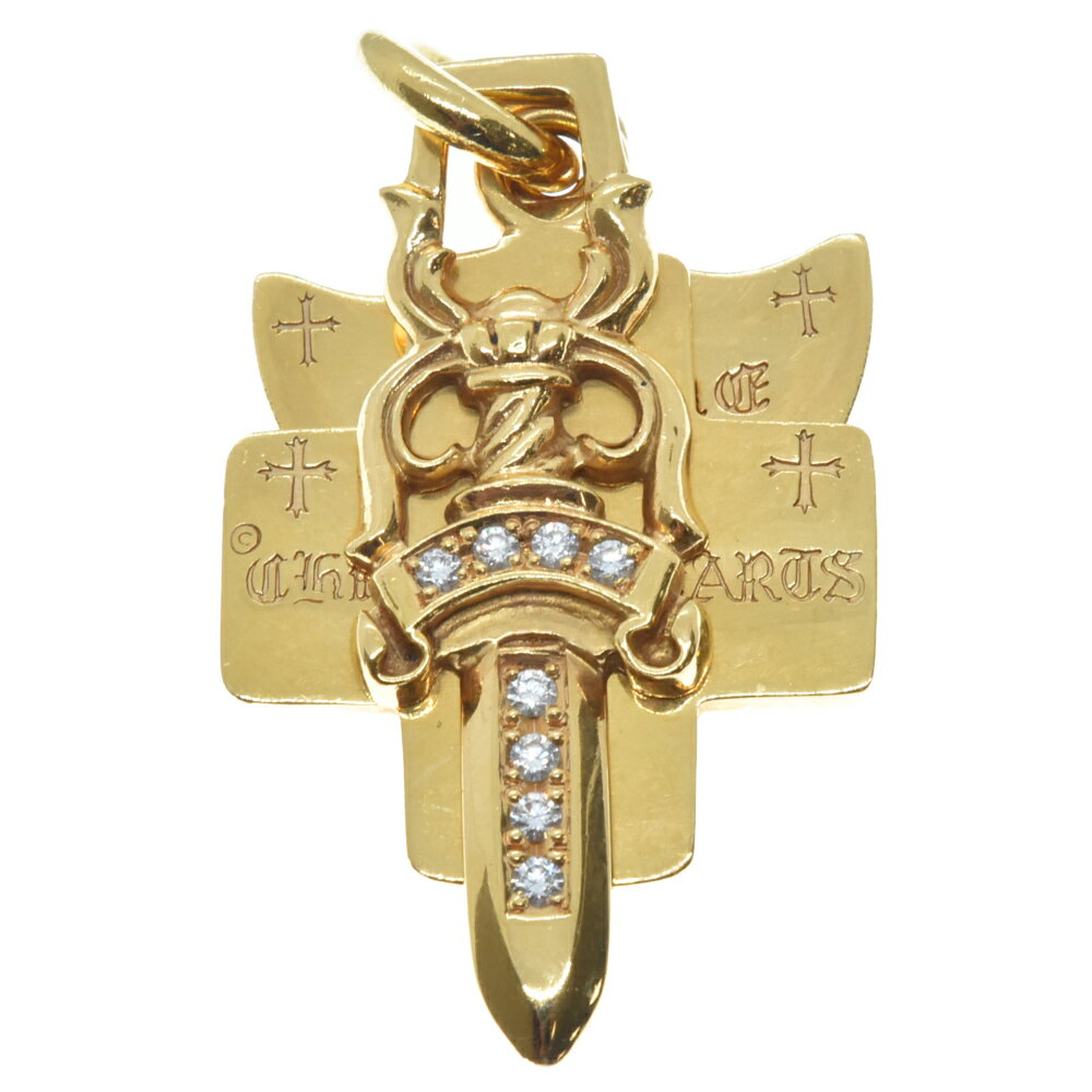 CHROME HEARTS(クロムハーツ)22K 3TRINKETS P/D/22Kスリートリンケッツ PAVEダイヤネックレストップ アフターダイヤ ゴールド【中古】【程度A】【カラーゴールド】【取扱店舗AWESOME原宿店】