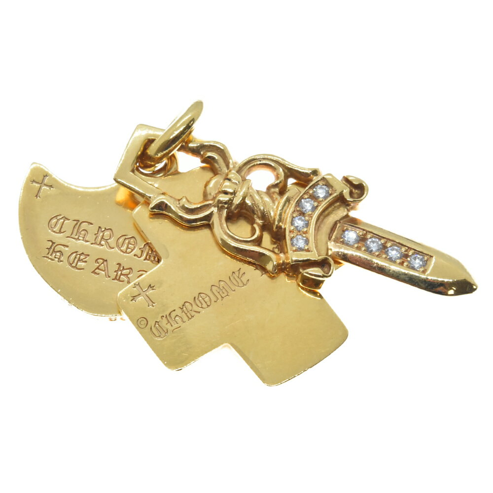 CHROME HEARTS(クロムハーツ)22K 3TRINKETS P/D/22Kスリートリンケッツ PAVEダイヤネックレストップ アフターダイヤ ゴールド【中古】【程度A】【カラーゴールド】【取扱店舗AWESOME原宿店】