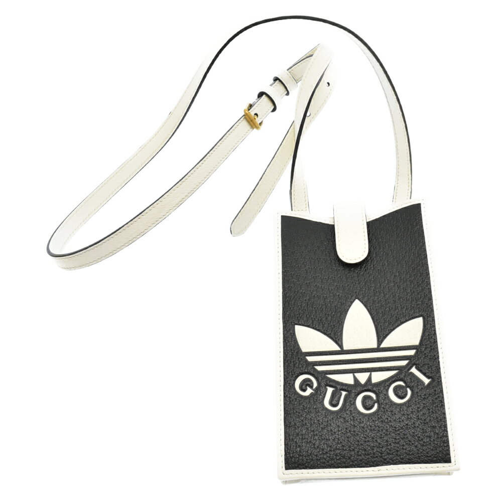 GUCCI(グッチ)22SS×adidas LOGO LEATHER SHOULDER POACH 702203-2184×アディダス ロゴレザーショルダーポーチ スマホポーチ【新古品/中古】【程度S】【カラーブラック】【取扱店舗BRING 心斎橋筋商店街店】★SALE対象★