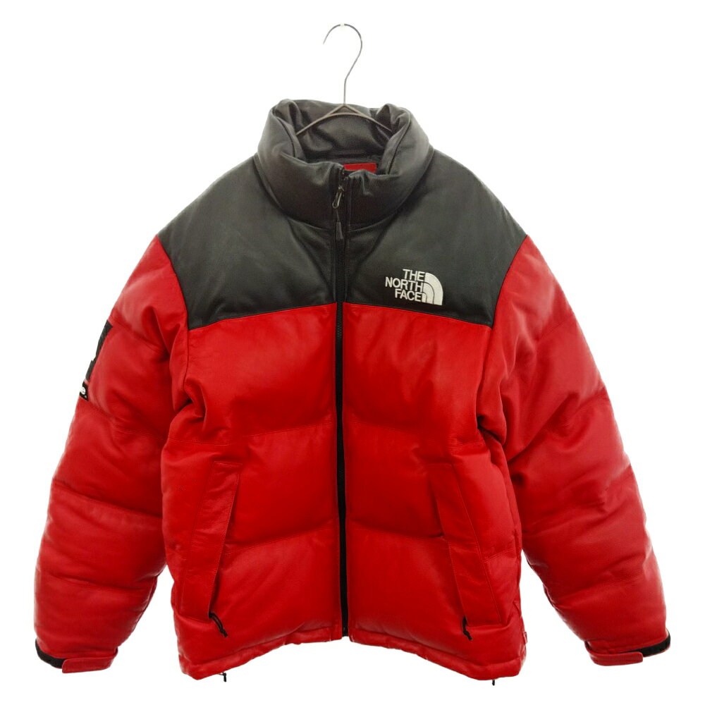 SUPREME(シュプリーム)×THE NORTH FACE 17AW Leather Nuptse Jacket ND91702I ×ノースフェイスコラボ レザーヌプシダウンジャケット レッド【中古】【程度A】【カラーレッド】【オンライン限定商品】