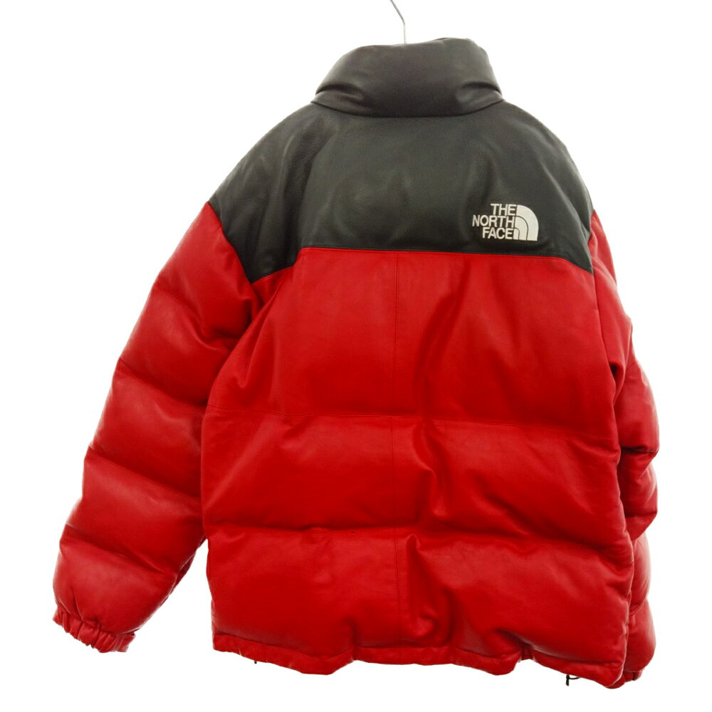 SUPREME(シュプリーム)×THE NORTH FACE 17AW Leather Nuptse Jacket ND91702I ×ノースフェイスコラボ レザーヌプシダウンジャケット レッド【中古】【程度A】【カラーレッド】【オンライン限定商品】