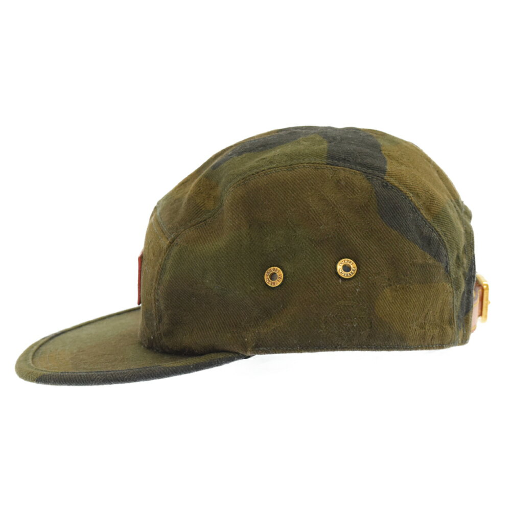 SUPREME(シュプリーム) LOUIS VUITTON 17AW 5 Panel SP Camp Cap MP1875 カモフラボックスロゴ キャンプキャップ 帽子 カーキ【中古】【程度B】【カラーグリーン】【取扱店舗原宿】