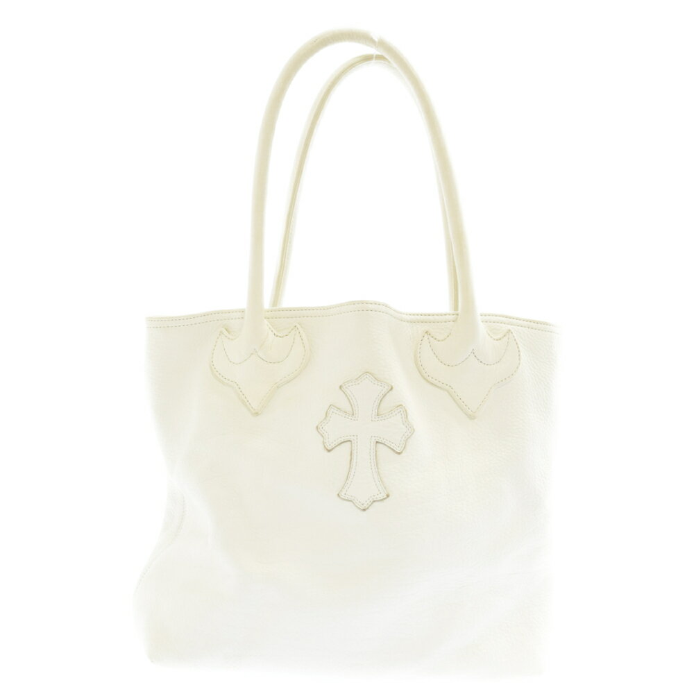 CHROME HEARTS(クロムハーツ)FS TOTE/FSトート クロスパッチ付きレザートートバッグ ホワイト【中古】【程度B】【カラーホワイト】【取扱店舗原宿】