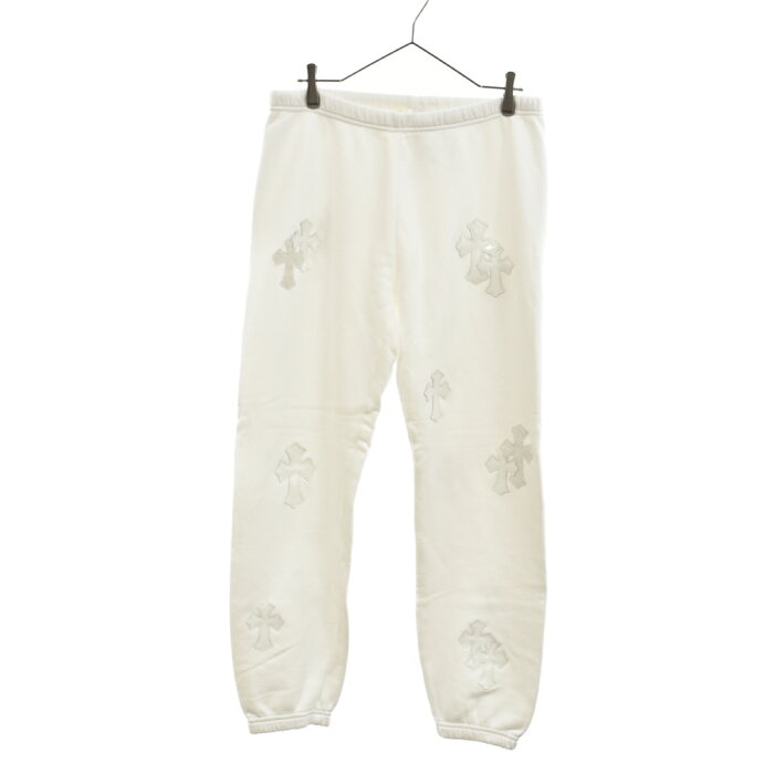 CHROME HEARTS(クロムハーツ)Y NOT Sweat Pants ワイノット クロスレザーパッチ パテント スウェットパンツ ロングパンツ ホワイト【新古品/中古】【程度S】【カラーホワイト】【取扱店舗AWESOME原宿店】