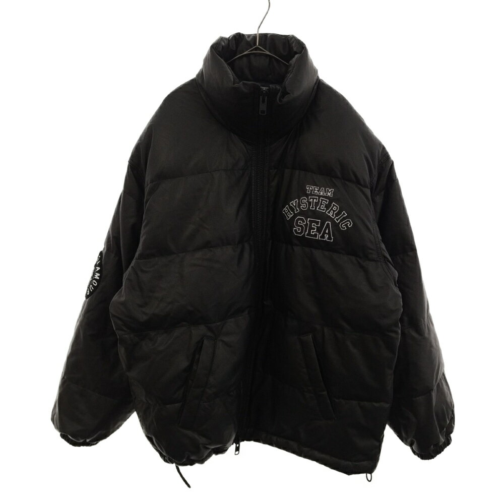 WIND AND SEA(ウィンダンシー)x HYSTERIC GLAMOUR シープスキンレザー ダウンジャケット ブラック -【中古】【程度A】【カラーブラック】【オンライン限定商品】