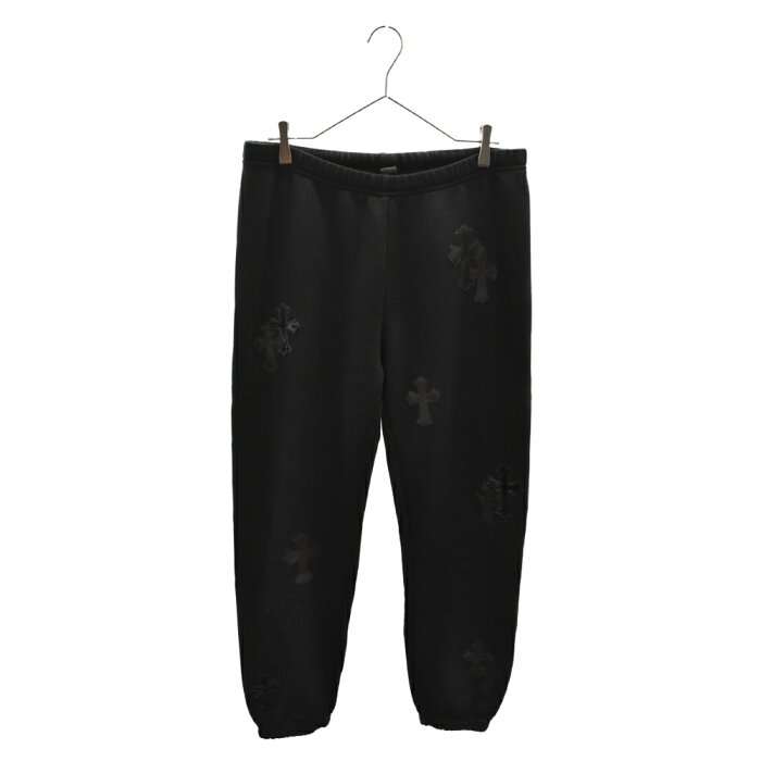 CHROME HEARTS(クロムハーツ)22SS GRP Y NOT Sweat Pants ワイノット スウェットパンツ ハラコ パテント ラムレザー クロスパッチ ブラック【新古品/中古】【程度N】【カラーブラック】【取扱店舗原宿】