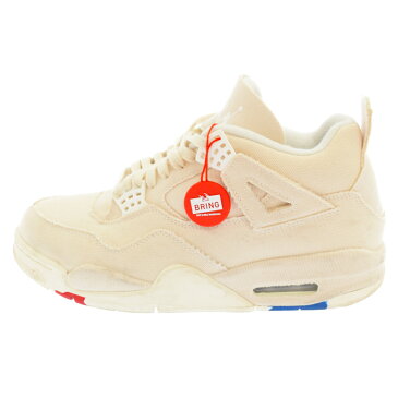 NIKE(ナイキ) サイズ:25.0cm WMNS AIR JORDAN 4 RETRO Blank Canvas ウィメンズエアジョーダン4レトロ ブランク キャンバス ハイカットスニーカー DQ4909-100【中古】【程度B】【カラーホワイト】【オンライン限定商品】