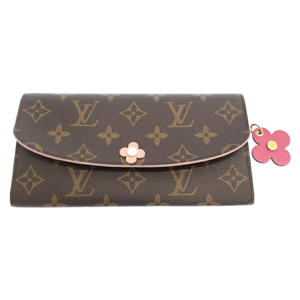 LOUIS VUITTON(ルイヴィトン) モノグラム ポルトフォイユ エミリー フラップポケット フラワー 長財布 M64202 ブラウン【中古】【程度B】【カラーブラウン】【オンライン限定商品】★SALE対象★