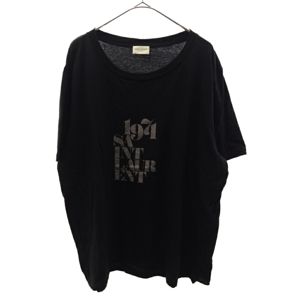 SAINT LAURENT PARIS(サンローランパリ)18SS LOGO PRINT TEE 529629 ロゴプリント半袖Tシャツ ブラック【中古】【程度B】【カラーブラック】【取扱店舗新宿】★SALE対象★