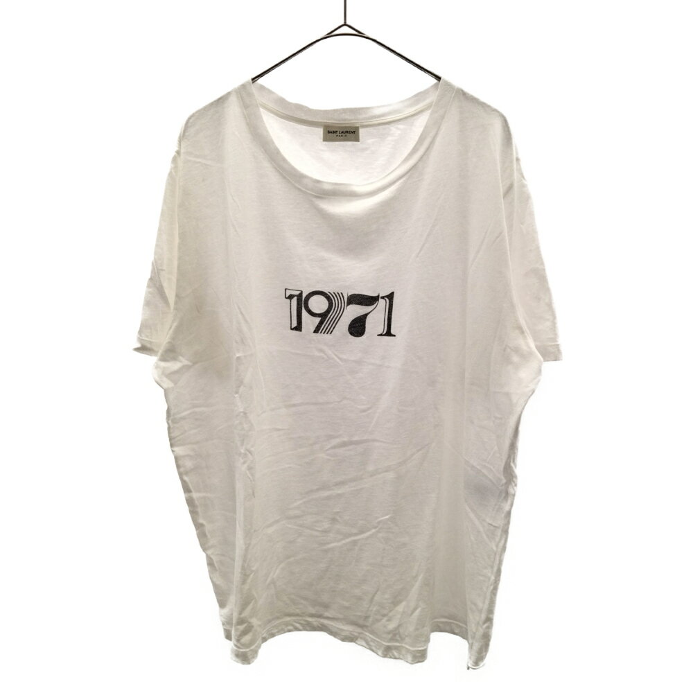 SAINT LAURENT PARIS(サンローランパリ)18SS 1971 LOGO PRINT TEE 529630 1971ロゴプリント半袖Tシャツ ホワイト【中古】【程度B】【カラーホワイト】【取扱店舗新宿】★SALE★