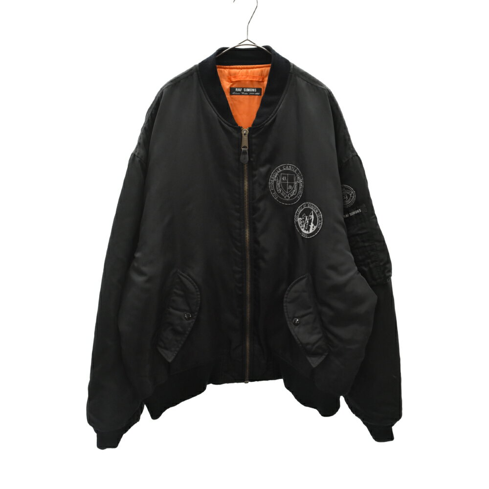 RAF SIMONS(ラフシモンズ)00AW CONFUSION MA-1 BOMBER JACKET スクールワッペン フライトジャケット ブラック　アーカイブ【中古】【程度A】【カラーブラック】【取扱店舗AWESOME原宿店】