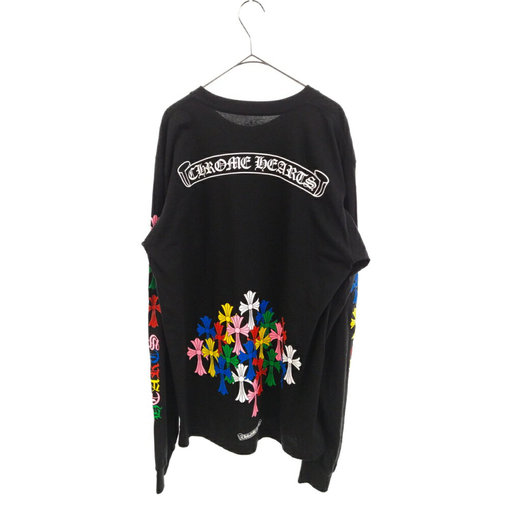 CHROME HEARTS(クロムハーツ)22SS NEW Multicolor CH Cross Print Long Sleeve T-Shirt マルチカラー CHクロス プリント クルーネック ロングスリーブカットソー 長袖Tシャツ ブラック【中古】【程度A】【カラーブラック】【取扱店舗OneStyle原宿店】