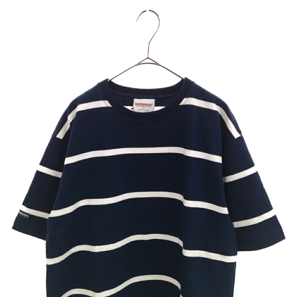 SOPHNET.(ソフネット)22SS BARBARIAN BORDER TEE バーバリアン ボーダー クルーネック カットソー 半袖 Tシャツ ネイビー/ホワイト【中古】【程度SA】【カラーネイビー】【オンライン限定商品】