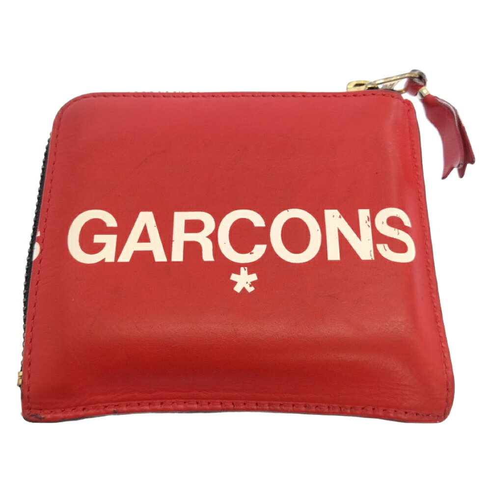 COMME des GARCONS(コムデギャルソン) Huge Logo Wallet SA3100HL ロゴプリント ウォレット コインケース ラウンドジップ レッド【中古】【程度B】【カラーレッド】【オンライン限定商品】★SALE対象★