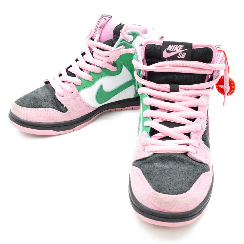 NIKE(ナイキ) サイズ:25.0cm SB DUNK HIGH PRO PRM CU7349-001 SB ダンクハイ インバート セルティックス ハイカットスニーカー ピンク/グリーン US7【中古】【程度B】【カラーピンク】【取扱店舗BRING KICKS】★SALE対象★