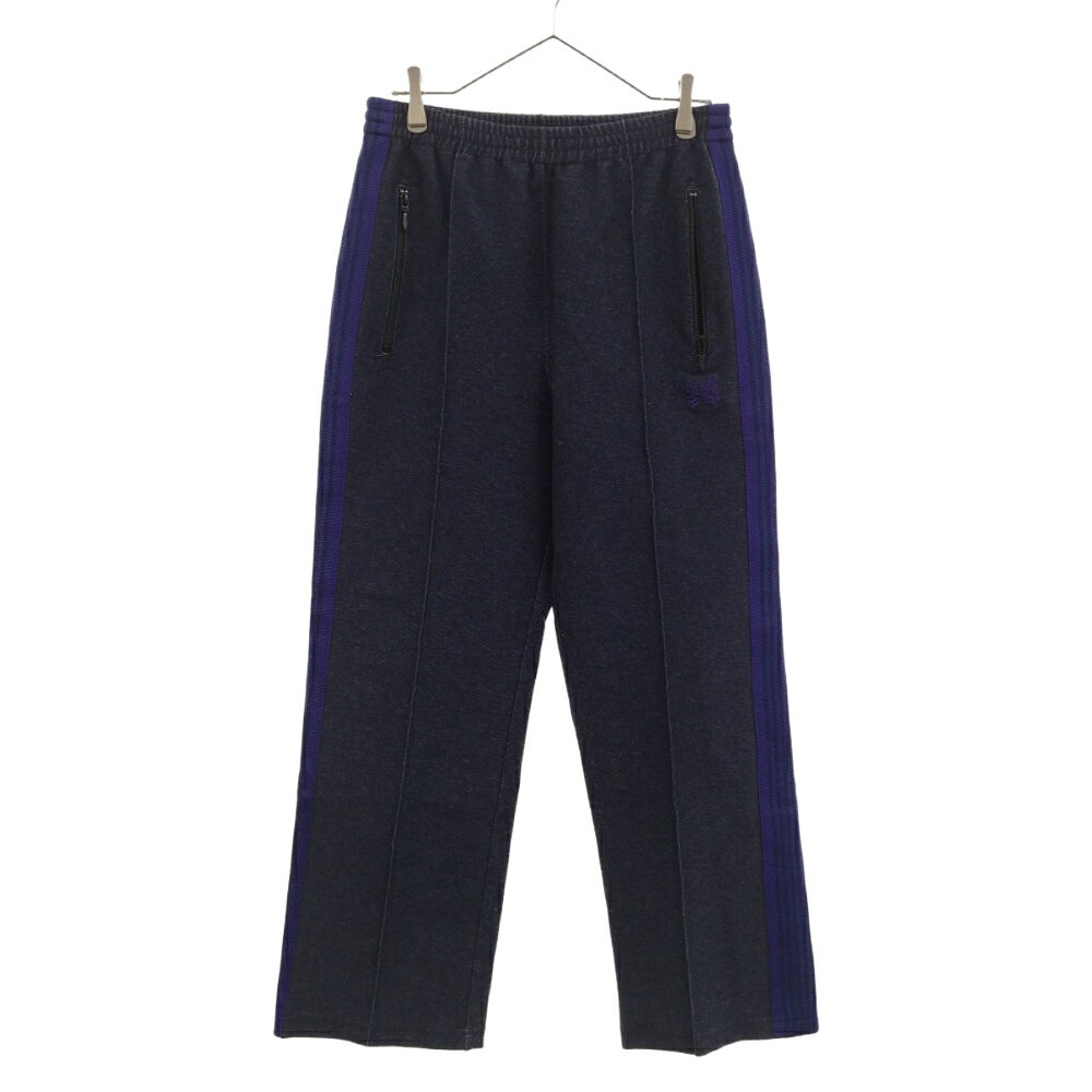 Needles(ニードルス) サイズ:S TRACK PANTS 刺繍ロゴトラックパンツ コットンラインワイドパンツ ダークグレー KP403【中古】【程度A】【カラーグレー】【取扱店舗心斎橋】