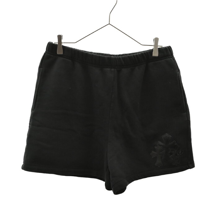 CHROME HEARTS(クロムハーツ) サイズ:M 22SS GRP Y NOT Sweat Shorts ワイノット スウェットショーツ ショートパンツ ハーフパンツ クロスパッチ パテント ハラコ ラムレザー ブラック【中古】【程度A】【カラーブラック】【取扱店舗渋谷】