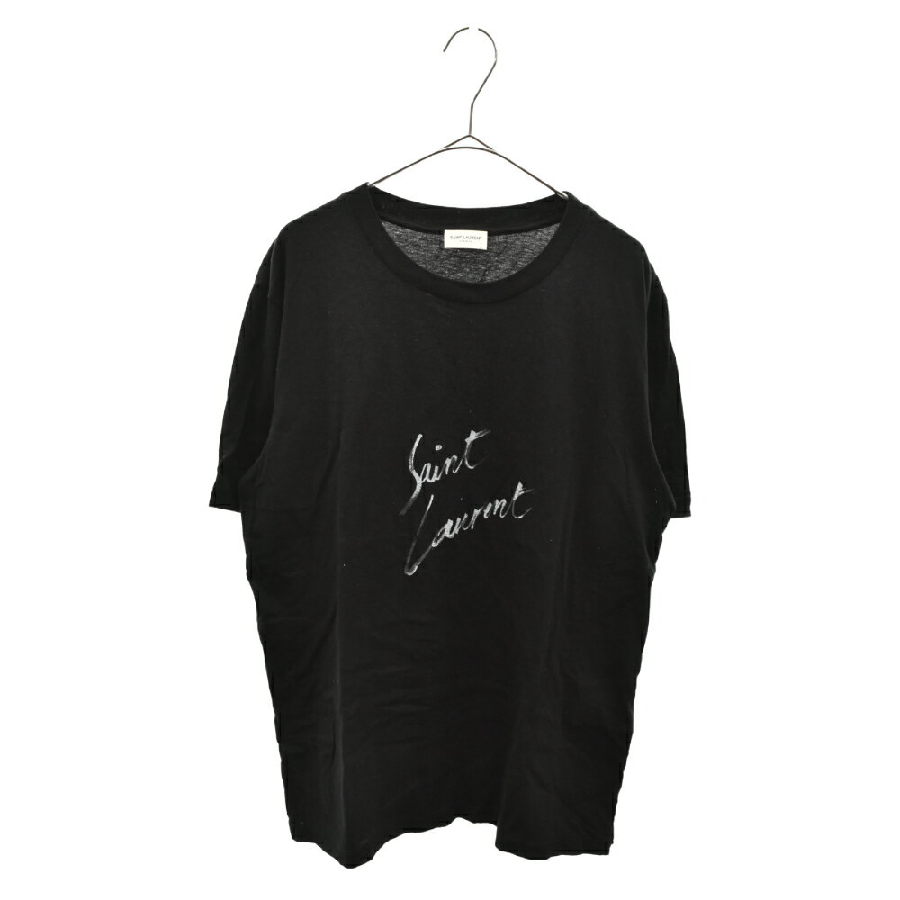 SAINT LAURENT PARIS(サンローランパリ) サイズ:XS 18SS シグネチャー ロゴ Tシャツ ブラック 480335【中古】【程度B】【カラーブラック】【オンライン限定商品】