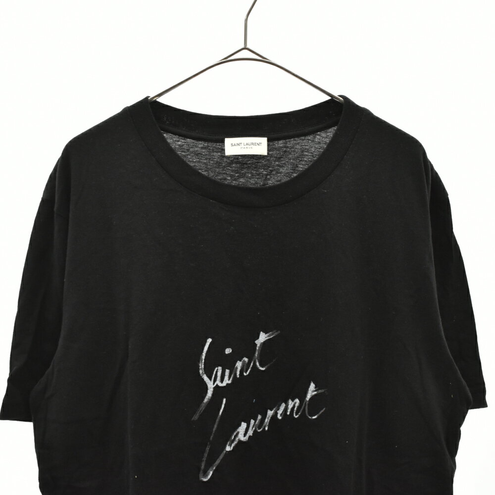 SAINT LAURENT PARIS(サンローランパリ) サイズ:XS 18SS シグネチャー ロゴ Tシャツ ブラック 480335【中古】【程度B】【カラーブラック】【オンライン限定商品】