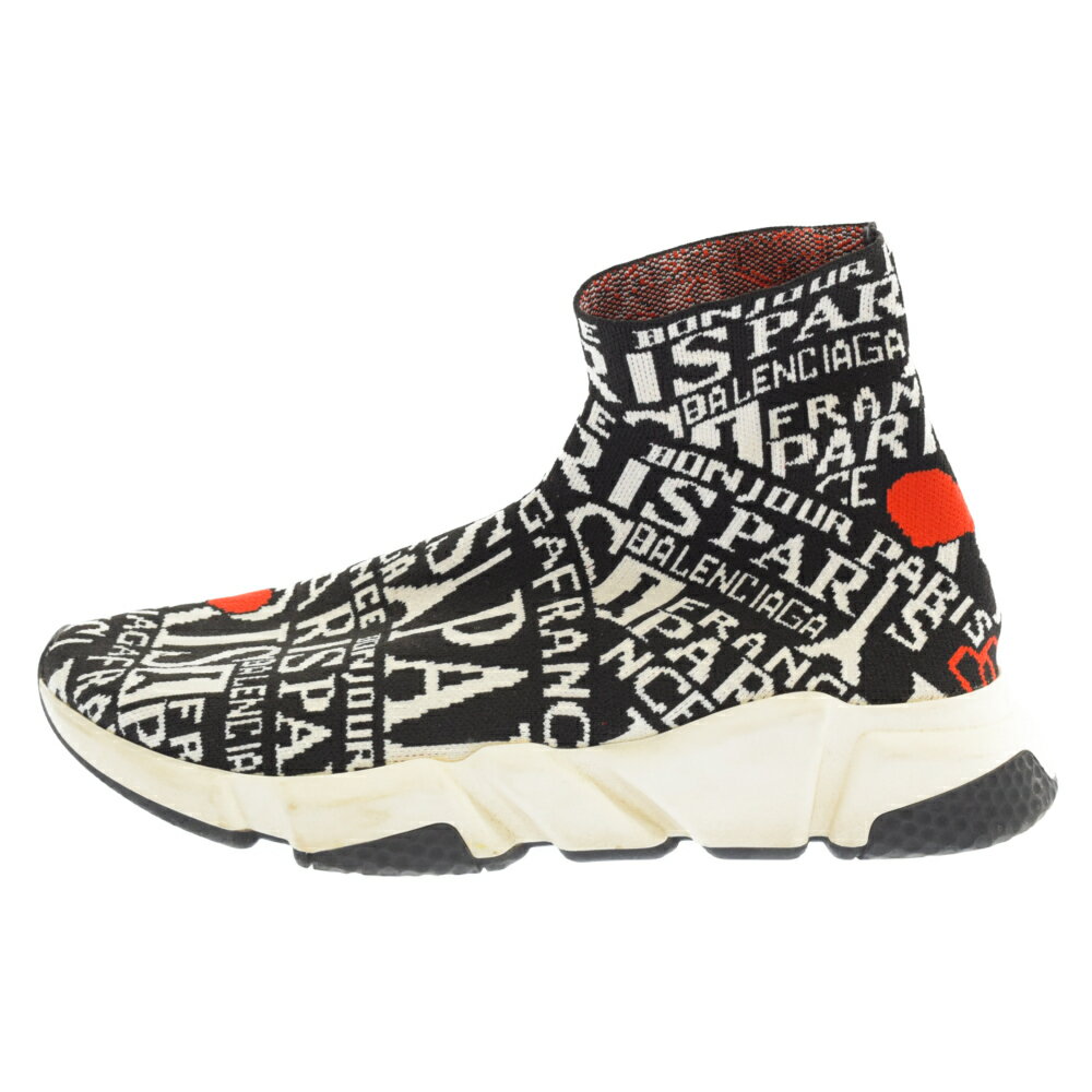BALENCIAGA(バレンシアガ) サイズ:27.5cm speed trainer 総柄 スピードトレーナー ソックススニーカー ハイカットスニーカー ブラック【中古】【程度B】【カラーブラック】【オンライン限定商品】